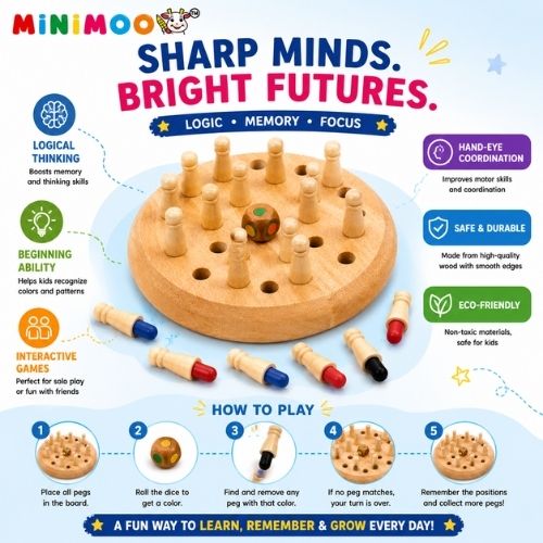 Wooden Memory Chess Game for Kids
