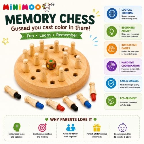 Wooden Memory Chess Game for Kids