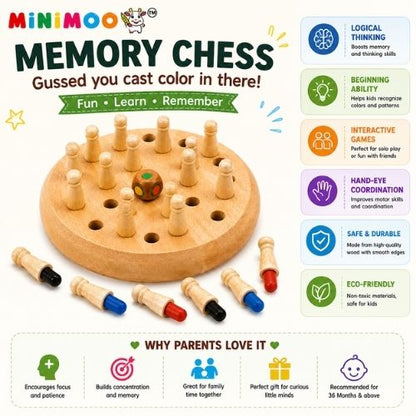 Wooden Memory Chess Game for Kids