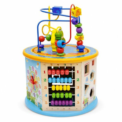 8-in-1 Wooden Activity Cube & Bead Maze Learning Toy | Abacus, Shape Sorter, Learning Clock, Matching & Sliding Games | Montessori Early Learning Toy for Kids 3+ Years