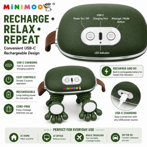 4-Hand Rechargeable Body Massager with Adjustable Strap