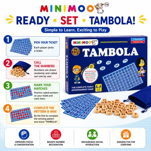 Tambola Family Game | 90 Number Tiles & Playing Board | Fun Party, Birthday & Family Game | Ages 8+