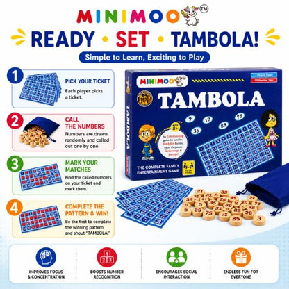 Tambola Family Game | 90 Number Tiles & Playing Board | Fun Party, Birthday & Family Game | Ages 8+