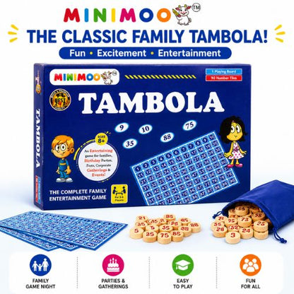 Tambola Family Game | 90 Number Tiles & Playing Board | Fun Party, Birthday & Family Game | Ages 8+