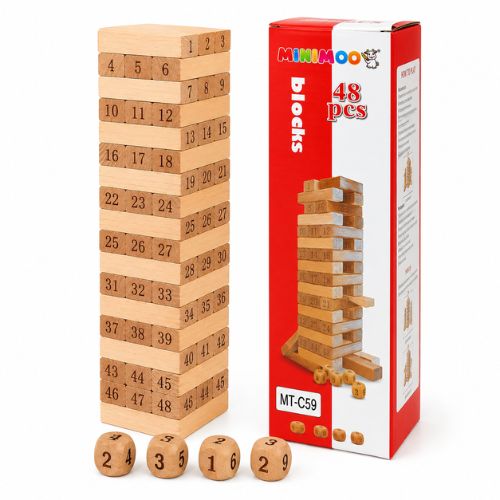 48 PCS Wooden Tumbling Tower Game