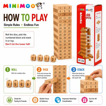 48 PCS Wooden Tumbling Tower Game