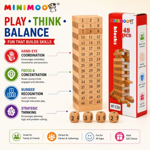 48 PCS Wooden Tumbling Tower Game