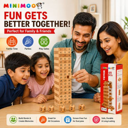 48 PCS Wooden Tumbling Tower Game